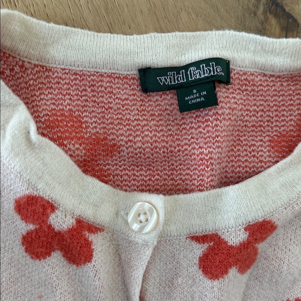 Wild fable Floral Patterned Cardigan Sweater - Cream and Red Small - Picture 2 of 2